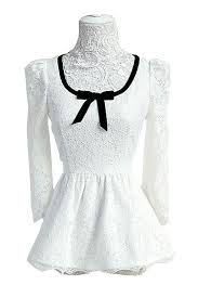 white lace top with a black collar